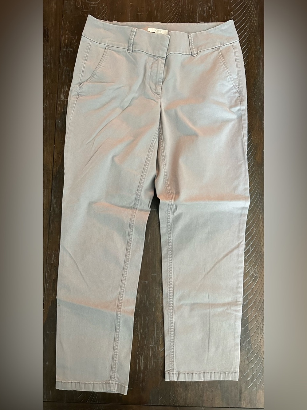LOFT Julie (Curvy Fit) Women's Light Gray Straight-Leg Pants